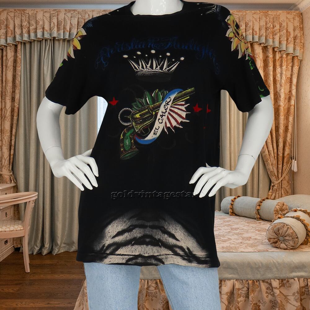 Christian Audigier LA Skull Crown Edgy Tee Urban Chic